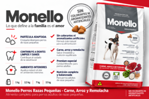 Monello Adultos Razas Pequeñas Carne, Arroz y Remolacha