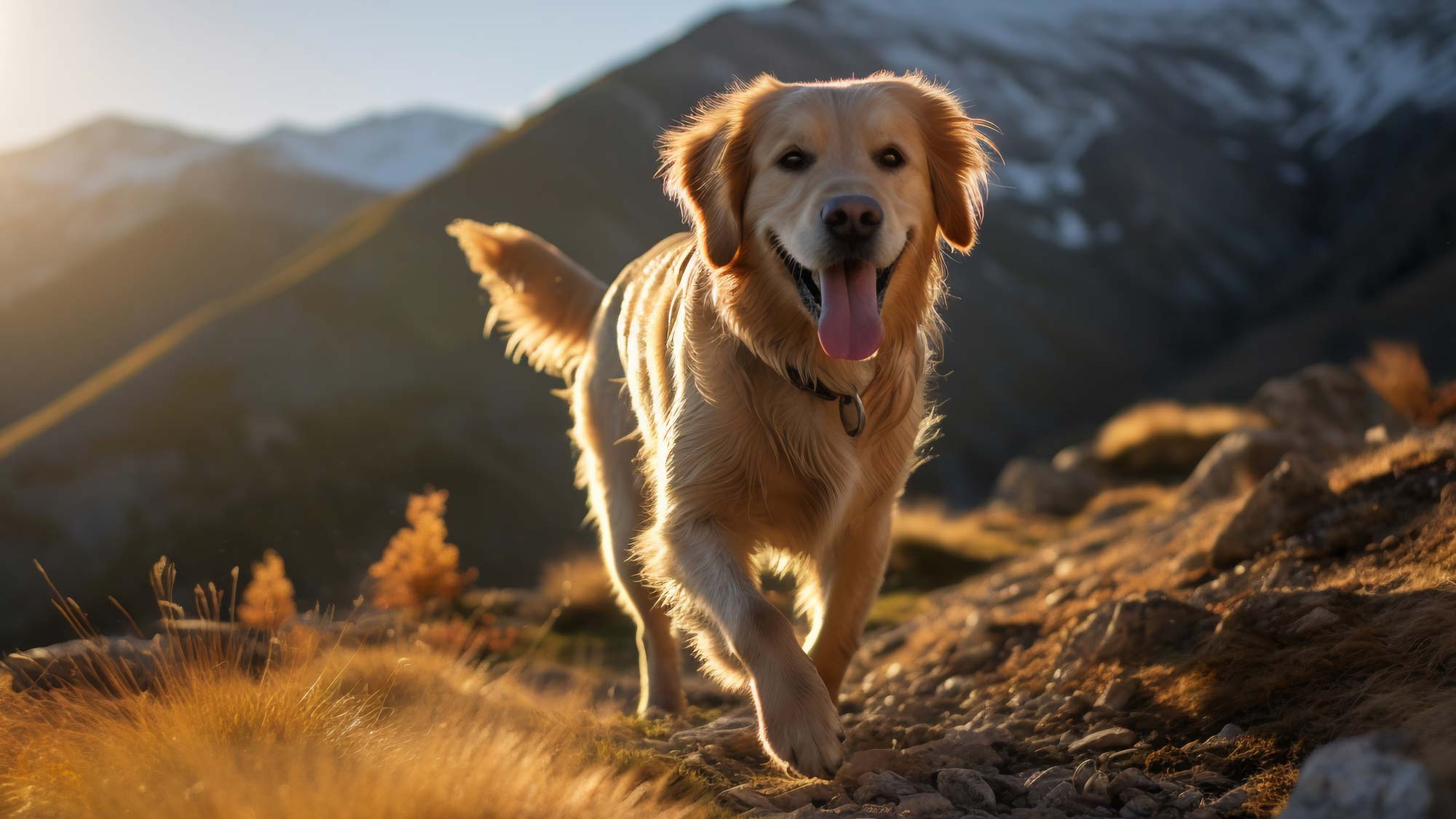 Golden retriever datos interesantes pelaje brillante corriendo en campo
